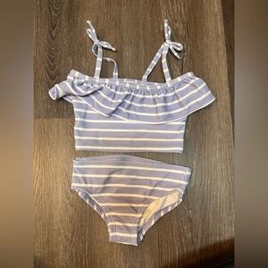 Hanna Andersson Lavender and White Striped Swimwear